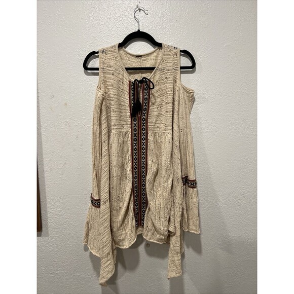 Free People For The Love of Flowers Cold Shoulder Embroidered Tunic See Measures - Picture 1 of 9